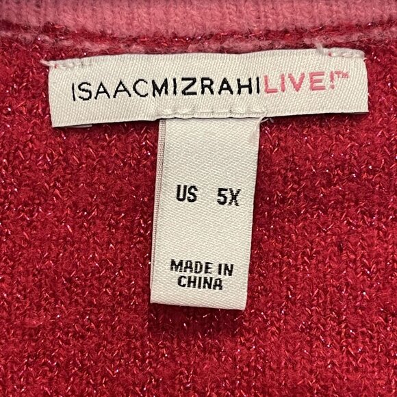 NWOT Isaac Mizrahi Live Red Sparkle Cardigan Tank Set 5X Plus Acrylic/Nylon Blen - Picture 4 of 13